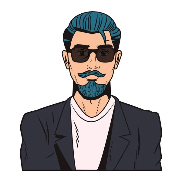 Hipster hombre pop arte de dibujos animados — Vector de stock