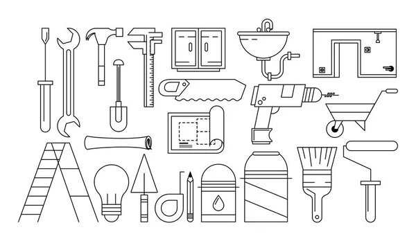 Herramientas de construcción dibujos animados — Vector de stock