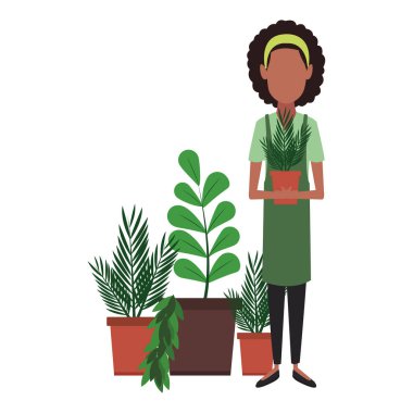 bitki pot tutan kadın