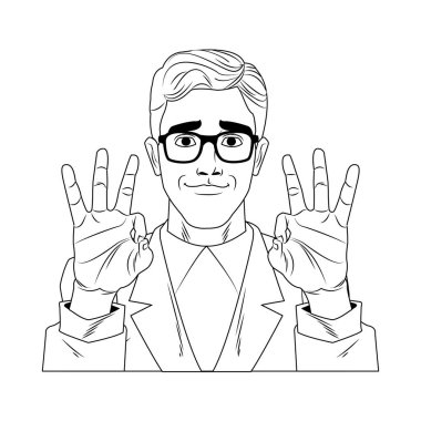 İşadamı pop sanat karikatür siyah beyaz