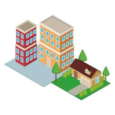 Ev ve konut binaları izometrik