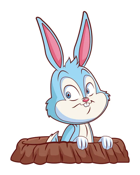 Cute easter bunny celebration rabbit hole isolated — Stock Vector