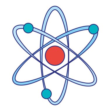Atom bilimi sembolü izole mavi çizgiler