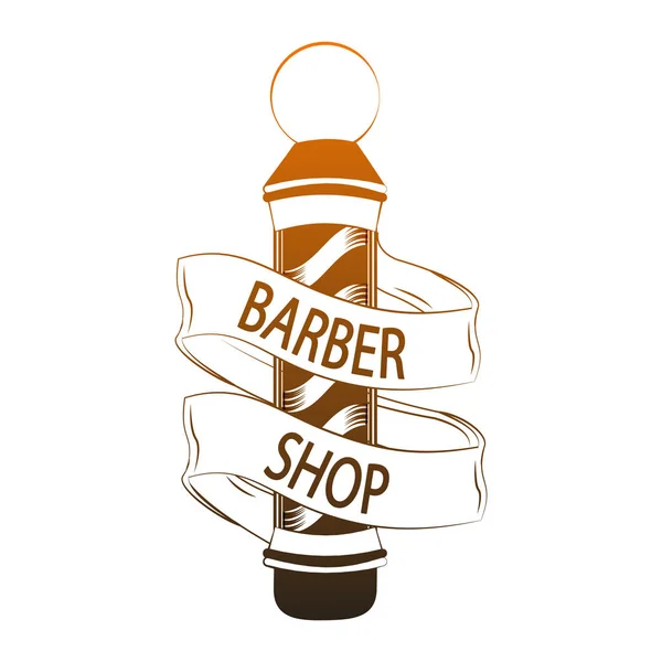Cartel de barbería con banner de cinta líneas naranjas — Archivo Imágenes Vectoriales