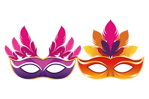 Mask with feathers — Stock Vector