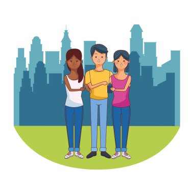 genç gündelik insanlar karikatür