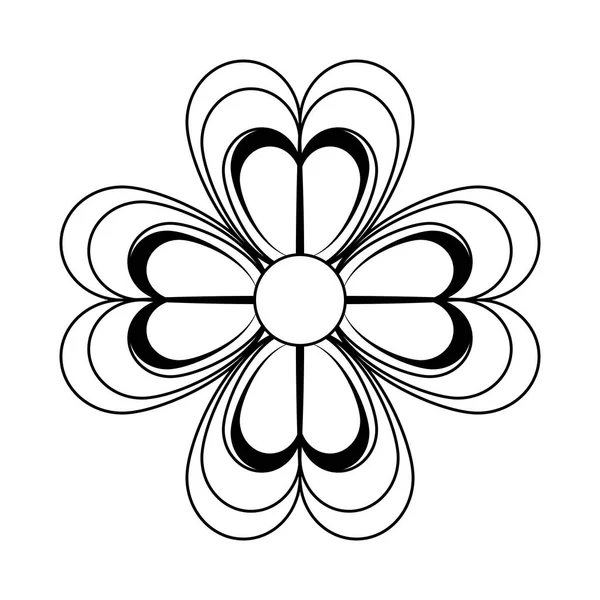 Siyah ve beyaz dört yaprak simgesi ile yonca — Stok Vektör
