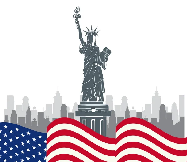 États-Unis statue de liberté ville de NY — Image vectorielle