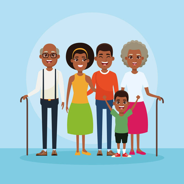 Семья с детским мультфильмом
