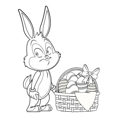 Sevimli paskalya tavşanı kutlama siyah beyaz