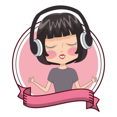 Boş kurdele afiş ile Moda kız