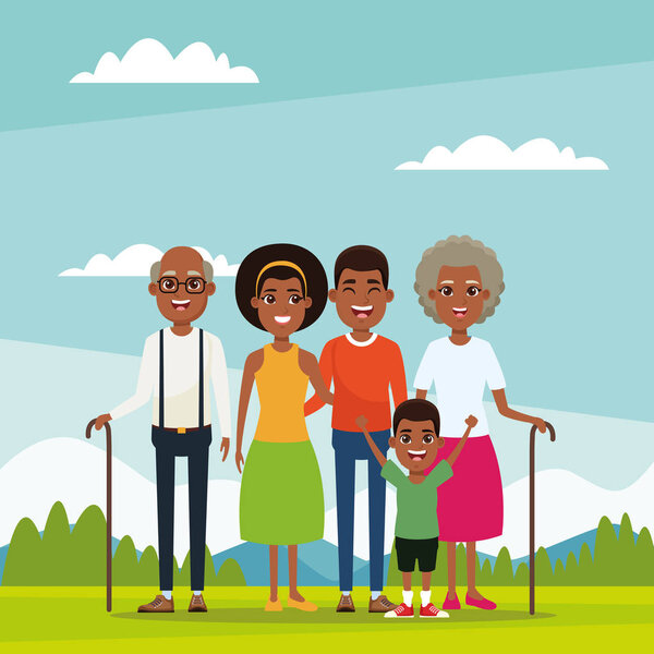 Семья с детским мультфильмом
