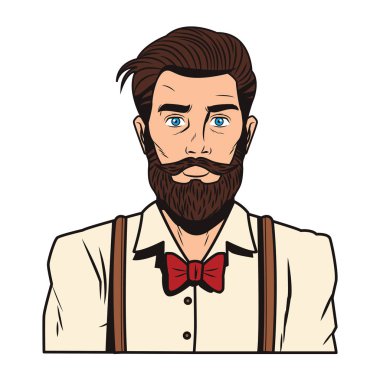 Hipster adam pop art karikatür
