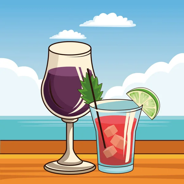 Alcoholische dranken dranken cartoon — Stockvector