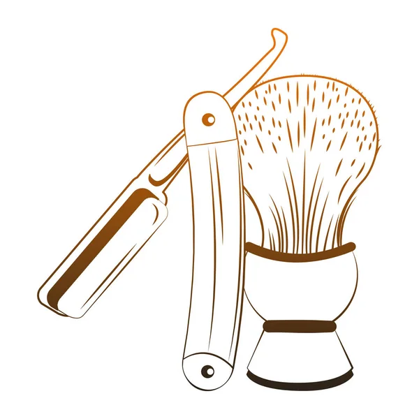 Barbershop utensils isolated orange lines — Stock Vector