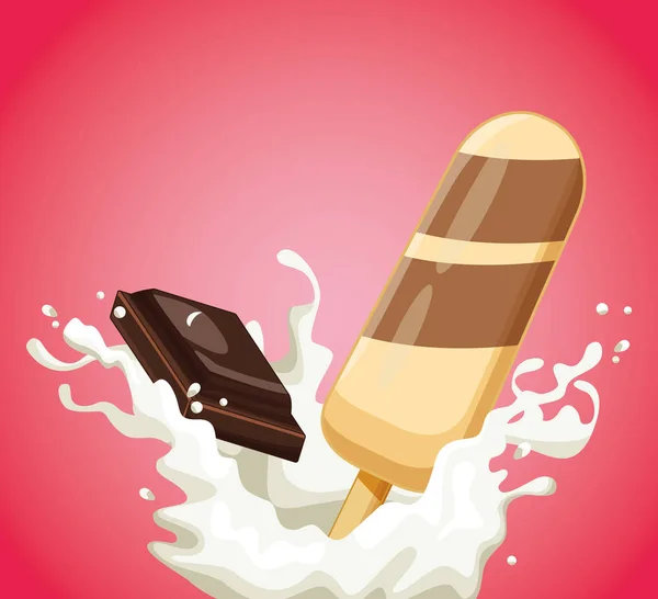 Zmrzlinový lítý s čokoládou — Stockový vektor
