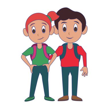 Okul karikatür mavi çizgiler öğrenciler çocuklar