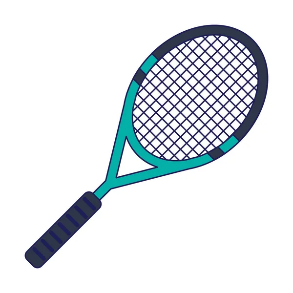 Rakieta tenisowa sprzęt sportowy niebieskie linie — Wektor stockowy