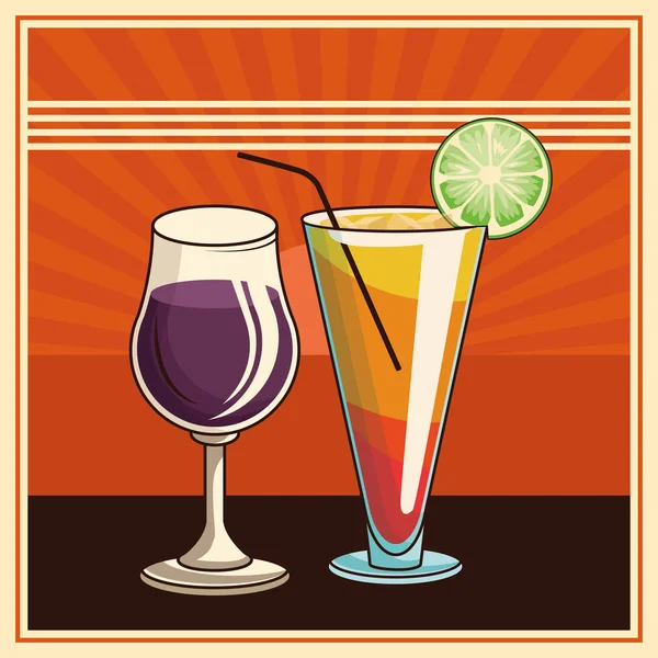 Alcoholische dranken dranken cartoon — Stockvector