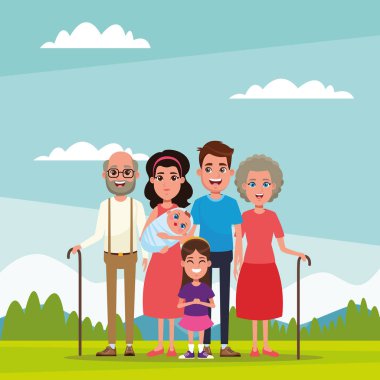 Çocuklu aile karikatür