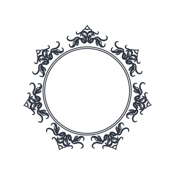 Round decorative frame flourish calligraphy monochrome — Stock Vector