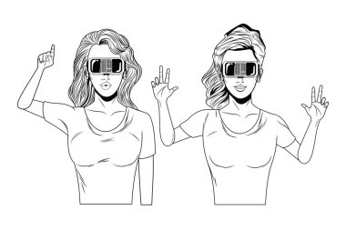 sanal gerçeklik kulaklık siyah beyaz kadınlar