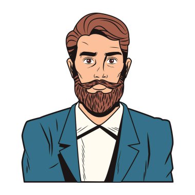 Hipster adam pop art karikatür