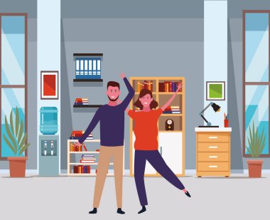 Çift gülümseyen karikatür