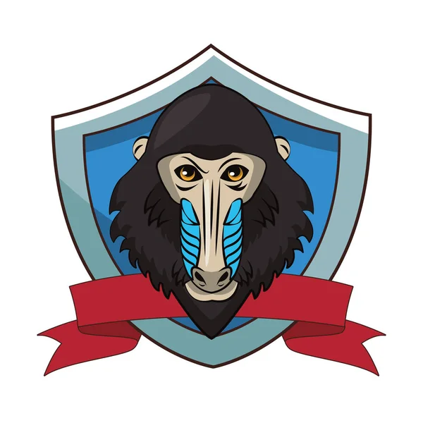 Mandrill Gesicht coole Skizze — Stockvektor