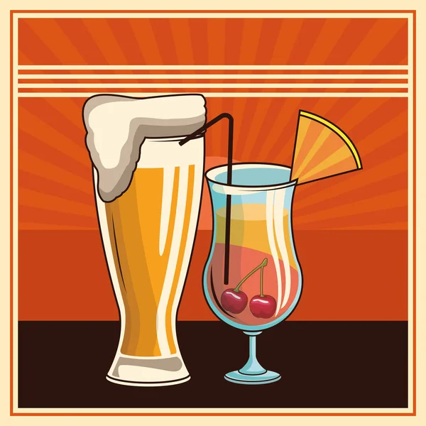 Alcoholische dranken dranken cartoon — Stockvector