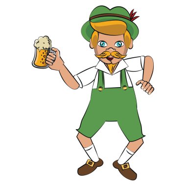 Bira bardağı tutan Bavyeralı adam