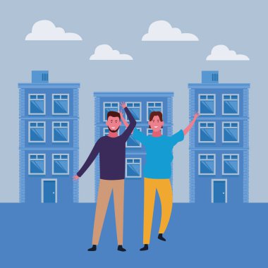 Çift gülümseyen karikatür