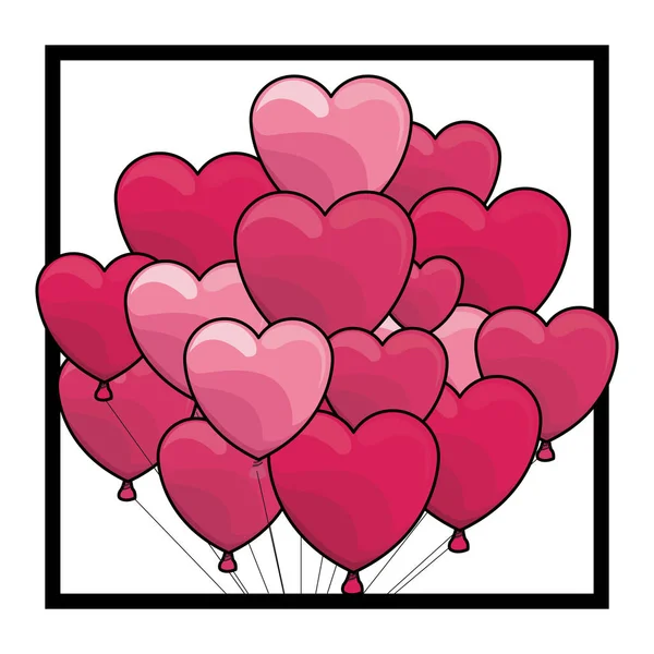 Heart shaped balloon on frame colorful — Stock Vector