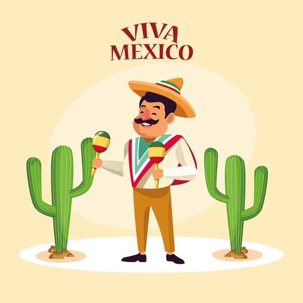 Viva Mexico Karikaturen — Stockvektor