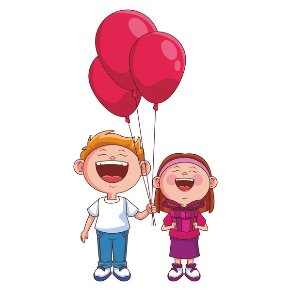 Enfants mignons avec des ballons — Image vectorielle