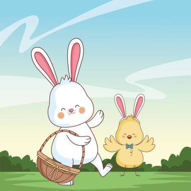 Mutlu çiftlik hayvanları karikatür