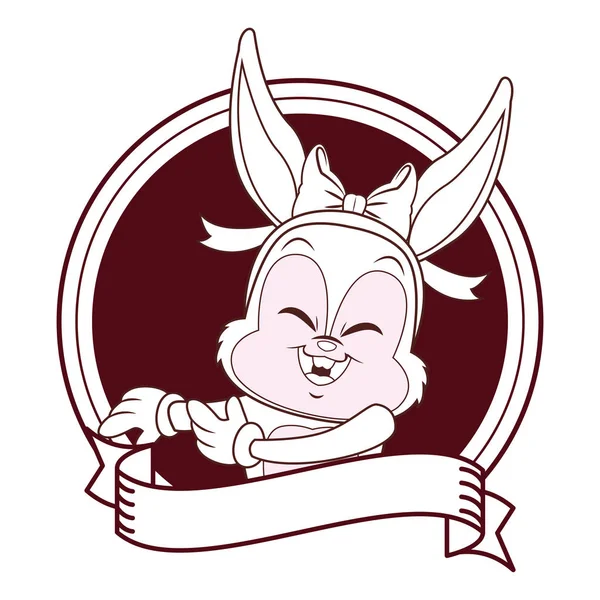 Conejo con dibujos animados de cabecera — Vector de stock