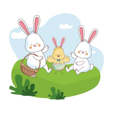 Mutlu çiftlik hayvanları karikatür