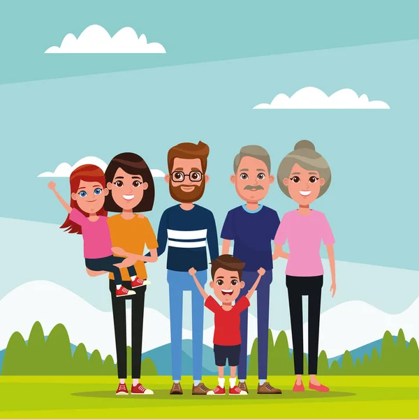 Çocuklu aile karikatür