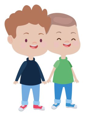 Sevimli mutlu çocuklar eğlenceli karikatürler sahip