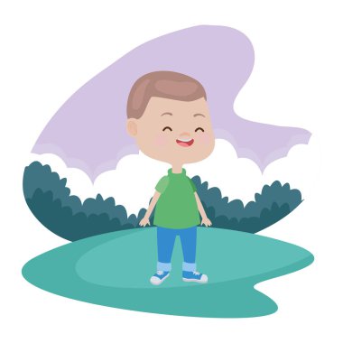 Mutlu çocuk eğlenceli karikatürler sahip