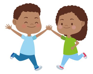 Sevimli mutlu çocuklar eğlenceli karikatürler sahip