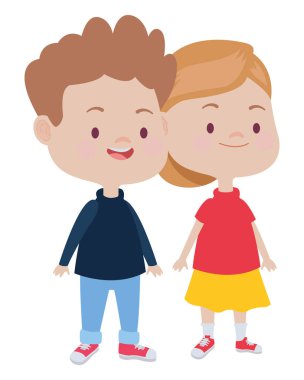 Sevimli mutlu çocuklar eğlenceli karikatürler sahip