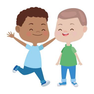 Sevimli mutlu çocuklar eğlenceli karikatürler sahip