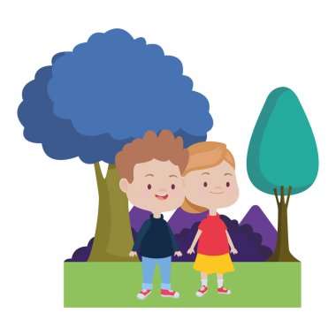 Sevimli mutlu çocuklar eğlenceli karikatürler sahip