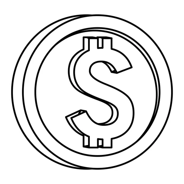 Ισομετρικό σύμβολο χρήματος νομισμάτων απομονωμένο σε μαύρο και άσπρο — Διανυσματικό Αρχείο