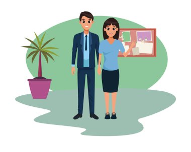 Genç yetişkin çift tebrik karikatür