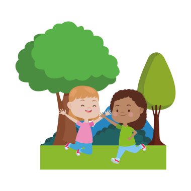 Sevimli mutlu çocuklar eğlenceli karikatürler sahip