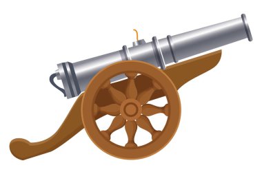 Antique canon with wheels weapon cartoon clipart