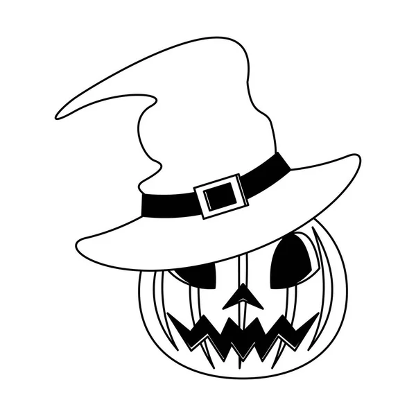 Halloween octubre temible celebración de dibujos animados en blanco y negro — Vector de stock